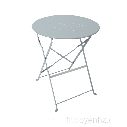 Table pliante ronde en métal 60 cm avec motif en étoile